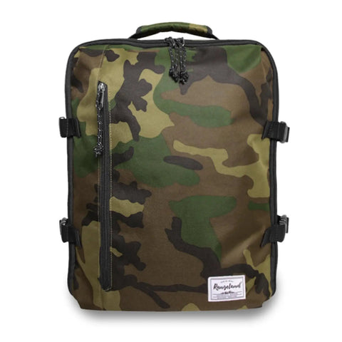 Underseat Carry On Travel Backpack 21L Lightweight Laptop Bag Fits MacBook Pro 16 Underseat Airline Bag Green Camo front view