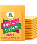 Heavy Duty Padded Bubble Mailers Five Pack No 3 8.5 By 13.5 Inches Kraft Brown Self Sealing Shipping Envelopes