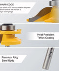 Three Piece One Quarter Inch Shank Router Bit Set For Raised Panel Cabinet Doors And Window Frames Cemented Carbide Woodworking Bits with sharp edge and heat resistant coating.