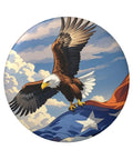 Eagle soaring over flag design on Dope Sunset Airplane Button Pins Set Of Five 2.4 Inch Round Metal Badges for crafting and decor