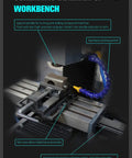 Schematic diagram of the Beast 110V Single Phase CNC Milling Machine with 12000RPM spindle showing components and workbench setup.