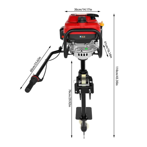 Front view of Lightweight 7.5HP Outboard Motor With 200cc Air Cooled Single Cylinder Gas Powered Easy Pull Start CDI Ignition 16.5 Lbs