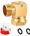 90 Degree Brass Hose Swivel Elbow 3/4 GHT Garden Hose Extension Connector No Kink Protector 360 Degree Rotating Fitting For RV Outdoor Use Heavy Duty Brass No Kink Design, brass elbow with thread seal tape and O-rings