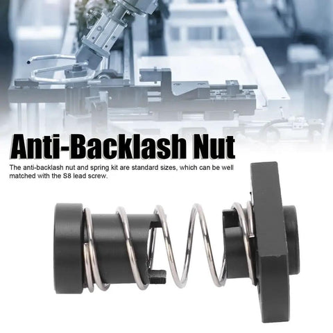 Anti Backlash Nut Kit With 2mm Pitch T8 Thread For Pro Grade 3D Printers And CNC Machines illustrates POM spring system.