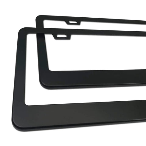Anti Theft License Plate Frame Kit With Tamper Proof Hardware, Heavy Duty Black Aluminum Car Tag Holder For Front And Rear, 2 Pack
