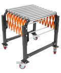 Foldable Adjustable Conveyor Roller Table For The Shop Floor Extends From 17 To 51 Inches And Adjusts Height 26.8 To 28.8 Inches