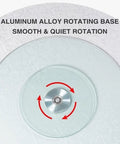Close-up of aluminum alloy rotating base for Thick Tempered Glass Lazy Susan Turntable For Parties And Weddings Straight Up Smooth 360 Degree Rotating Serving Tray With Silent Swivel Base Heavy Duty Kitchen Essentials.
