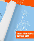All In One 200 Sheet White Carbon Transfer Paper Pack With Graphite Tracing Paper And Embossing Styluses on blue background