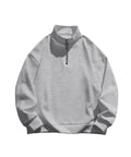 Mens Cozy Fleece Hoodie Sweatshirt With Ultra Plush Soft Fleece, Quarter Zip Stand Collar, Contrast Inner Lining, Gray