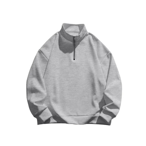 Mens Cozy Fleece Hoodie Sweatshirt With Ultra Plush Soft Fleece, Quarter Zip Stand Collar, Contrast Inner Lining, Gray