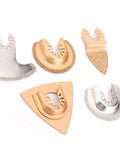 Five Piece Cemented Carbide Oscillating Saw Blades For Wood Plastic Hole Cutting Universal Fit set on white background