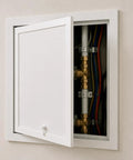 White Concealed Drywall Access Panel 29X32 With No Sweat Toolless Install for plumbing access and cable management