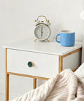 Dope Green Hexagon Cabinet Knobs For Drawers And Cupboards Built Like A Brick Wall Durable Zinc Alloy Furniture Handles With Sleek Marble Finish Replacement Hardware For Kitchen Bedroom Bathroom Top Shelf Home Refresh on white nightstand.