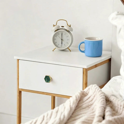 Dope Green Hexagon Cabinet Knobs For Drawers And Cupboards Built Like A Brick Wall Durable Zinc Alloy Furniture Handles With Sleek Marble Finish Replacement Hardware For Kitchen Bedroom Bathroom Top Shelf Home Refresh on white nightstand.