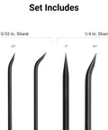Six Piece Mini Pry Bar Set With 1/4 Inch And 5/32 Inch Bars, Straight, 30 Degree And 50 Degree Tips, Go-To Compact Pry Tool Kit