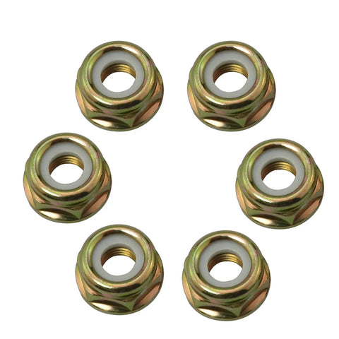 Six Pack M10x1.25 Left Hand Thread Collar Nuts For Universal Pivotrim String Trimmer Gear Head And Brush Cutter Nylon Insert Self Locking Nuts