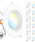 12 Pack 6 Inch LED Recessed Lights Kit With Baffle Trim Retrofit Downlights For Ceiling 1050 LM showing front view of light