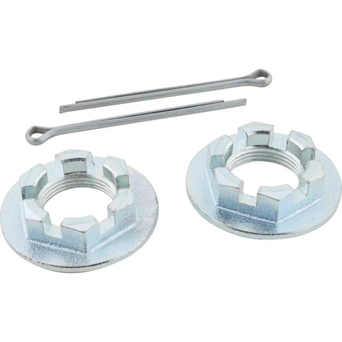 Castle Nut With Washer Spindle Nuts Set For Mustang II Spindle Thirteen Sixteenths Inch Twenty Thread Pitch Includes Cotter Pin Sold As Pair
