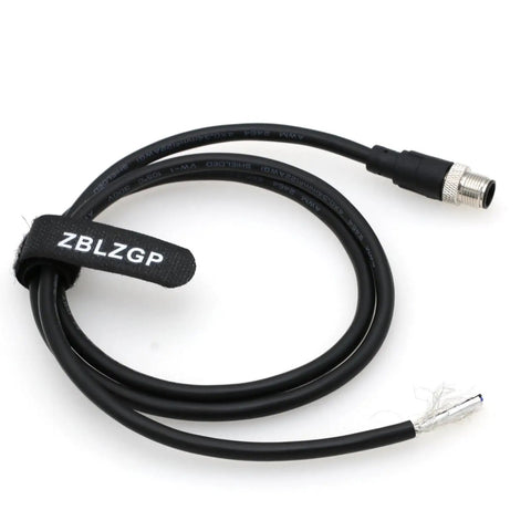 Pro Grade M12 Four Pin Male Sensor Connector With Shielded Aviation Cable for Industrial Automation, 1m length, coiled view.