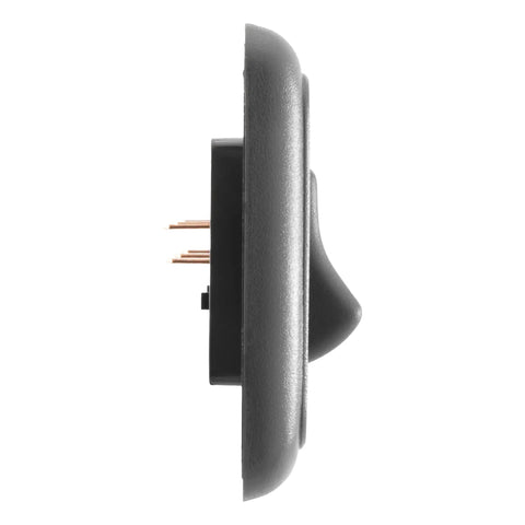 Side view of Triple SPST On Off Switch With Bezel For RVs Trailers Campers And Boats 12 Volt 16 Amp 125 250 VAC Black UL CSA VDE Listed