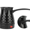 Electric Turkish Coffee Pot 600ml With 600W 110V Heat, ABS And Stainless Steel Turkish Coffee Maker with removable handle shown.