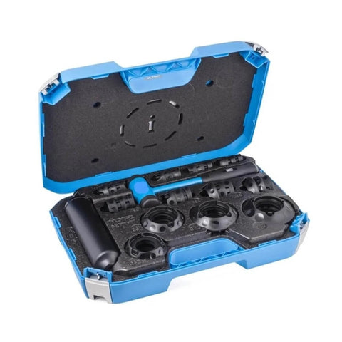 Universal Bearing Install Kit for TMFT24 TMFT36 Car Repair Tool Set with durable blue toolbox and various ergonomic components.