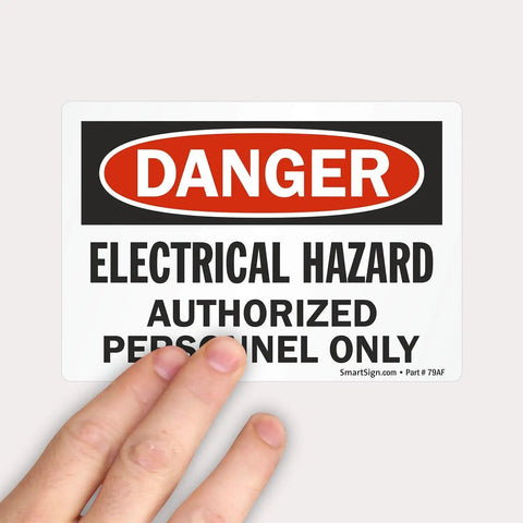 Danger Electrical Hazard Authorized Personnel Only Label 3.5x5 Laminated Vinyl Black Red On White With Aggressive 4 Mil Adhesive