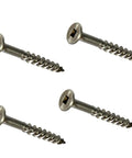 Four 316 Stainless Steel Decking Screws with square drive heads for wood, 10 x 3 inch, corrosion resistant, pack of 250.