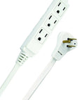 Angled Flat Plug Extension Cord With SlimLine Design And 3 Grounded Outlets, 13 Foot Indoor Power Cord For Home And Office