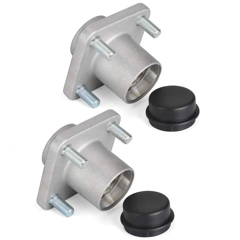 Straight Up Heavy Duty Front Wheel Hub Assembly For Ezgo Rxv Golf Carts 2008 Plus, OEM steel hubs with caps.