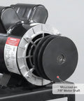 Beefy Cast Iron V Belt Pulley For Electric Motors, Single Groove Sheave, 0.875 Inch Bore, Heavy Duty Power Transmission For Industrial Machines, Reliable Torque Carrier And Long Life Replacement Part mounted on 7/8-inch motor shaft
