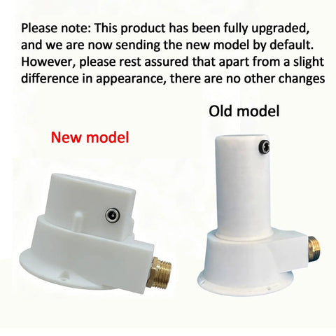 Comparison of new and old Portable 50W Micro Hydro Generator models for off-grid use, showing design differences.