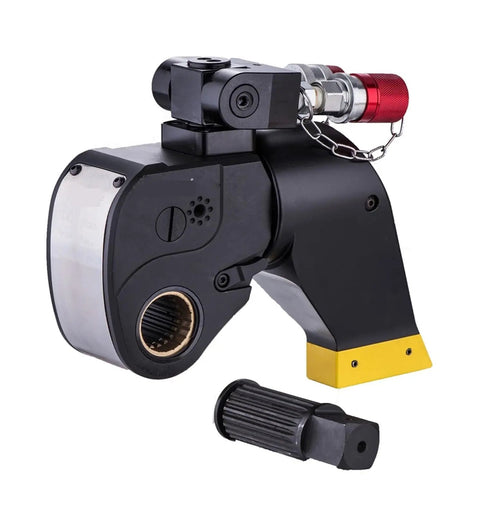 Heavy Duty Hydraulic Torque Wrench 10000 Psi Two Five Square Drive Pumping Out Real Deal 47245 Nm with aircraft alloy body and swivel arm.