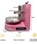 Must Have Cake Decorating Kit With Round Turntable And Cream Spreader For 4 To 12 Inch Cakes, showing pink machine dimensions