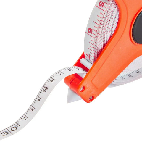 Retractable Open Reel Tape Measure 30 Meter Long Jump Track And Field Tool with orange casing and dual-sided tape