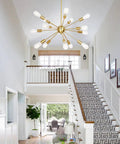 Sputnik 15 Light Brushed Brass Chandelier Modern Pendant Lighting With Industrial Vintage Mid Century Flair Gold Ceiling Light Fixture