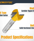 Heavy Duty T Slot Router Bits With Sharp Carbide Tips For Cutting T Track And Slatwall Grooves In Woodworks Featuring Sturdy One Quarter Shank.