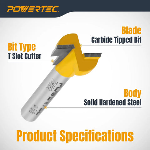 Heavy Duty T Slot Router Bits With Sharp Carbide Tips For Cutting T Track And Slatwall Grooves In Woodworks Featuring Sturdy One Quarter Shank.