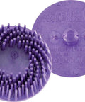 Purple bristle disc with circular pattern, close-up view, similar to Roloc 2 Inch By Five Eighths Inch Tapered Coarse Bristle Disc Green Pack Of 10.