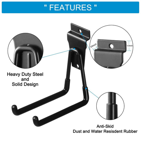 4 Inch Slatwall Hooks Set Heavy Duty Garage Storage Black With Anti Skid Rubber Coating Compatible With Proslat Crownwall