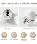 Close-up of 8 Pack Polished Chrome Crystal Glass Cabinet Knobs showing solid base and high quality crystal.