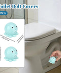 Set Of Two Blue Ceramic Octopus Toilet Bolt Covers Decorative Floor Screw Caps Fits Standard Plumbing Zero Fuss Install Slick Look Hides Rusty Bolts Total Vibe For A Snappy Bathroom Refresh, displayed by toilet.