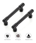 10 Pack Matte Black Kitchen Cabinet Handles With Three Inch Hole Center Solid Zinc Alloy Dresser Drawer Pulls, scratch and fingerprint resistant