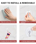 Installation guide for 10 Pack Suction Cup Hooks Set In Three Sizes Clear PVC With Stainless Steel Removable And Reusable Waterproof Hangers.