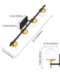 Mid Century Modern 4 Light Vanity Light Fixture For Bathroom Over Mirror Milky Glass Bath Bar In Black And Gold Finish