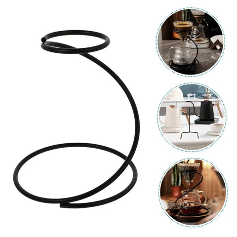 Grab A Fresh Cup With This Premium Solid Metal Coffee Dripper Stand, black metal drip rack for pour over brewing.