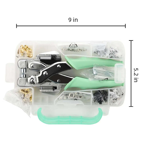 All In One Grommet Tool Kit With Eyelet Punch Plier And Case, 160 Metal Grommets And Eyelets for fixing leather bags and crafts.