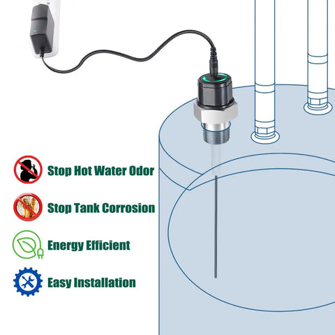 Powered Anode Rod For Water Heaters Kicks Rotten Egg Smell And Sulfur Odor In 40 To 120 Gallon Tanks Upgraded Design With 2 In 1 Wrench Socket For Easy Install Electrical Anode Rod Replacement That Extends Tank Life