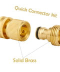 Solid Brass Garden Hose Quick Connect Kit Three Quarters Inch GHT Thread No Leak Adapters, Easy Quick Connect System
