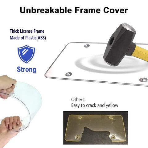 Clear License Plate Cover Set For Front And Rear Unbreakable Transparent Protector With Screws Caps 2 Pack Street Legal Prevent Discoloration